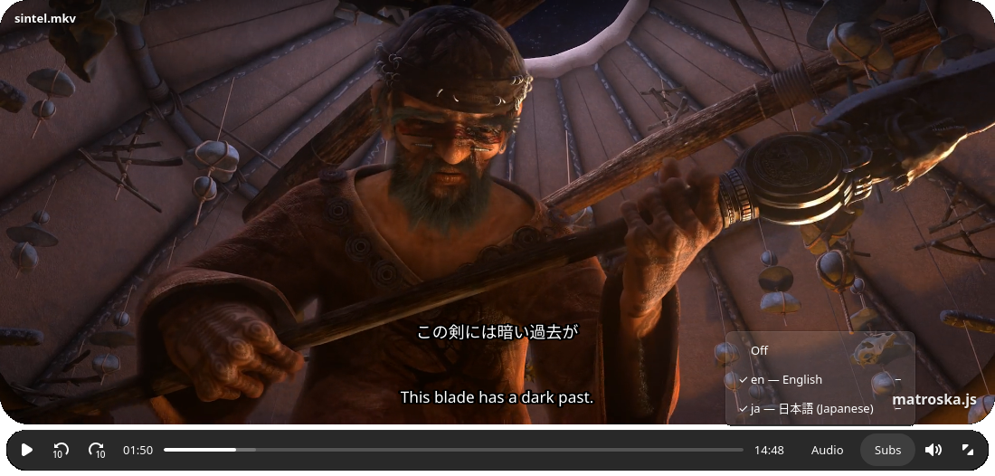 MKV Player in action